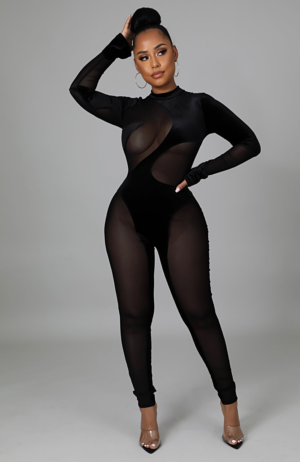 Mesh Around Jumpsuit (Black)