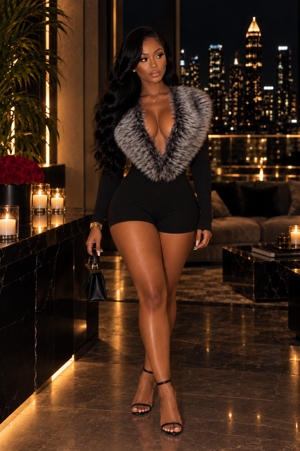 Luxury Trim Affair Romper (black)