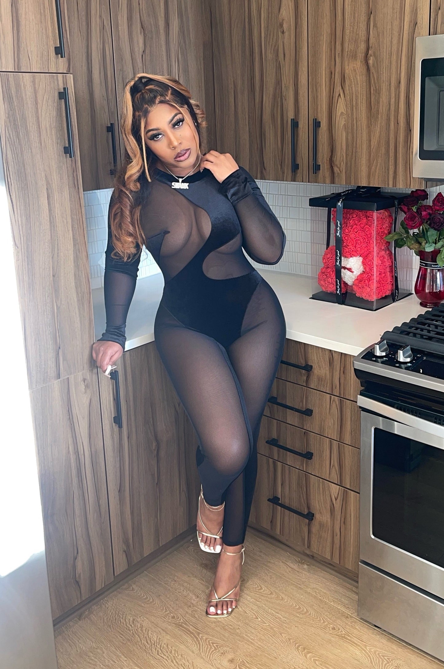 Mesh Around Jumpsuit (Black)