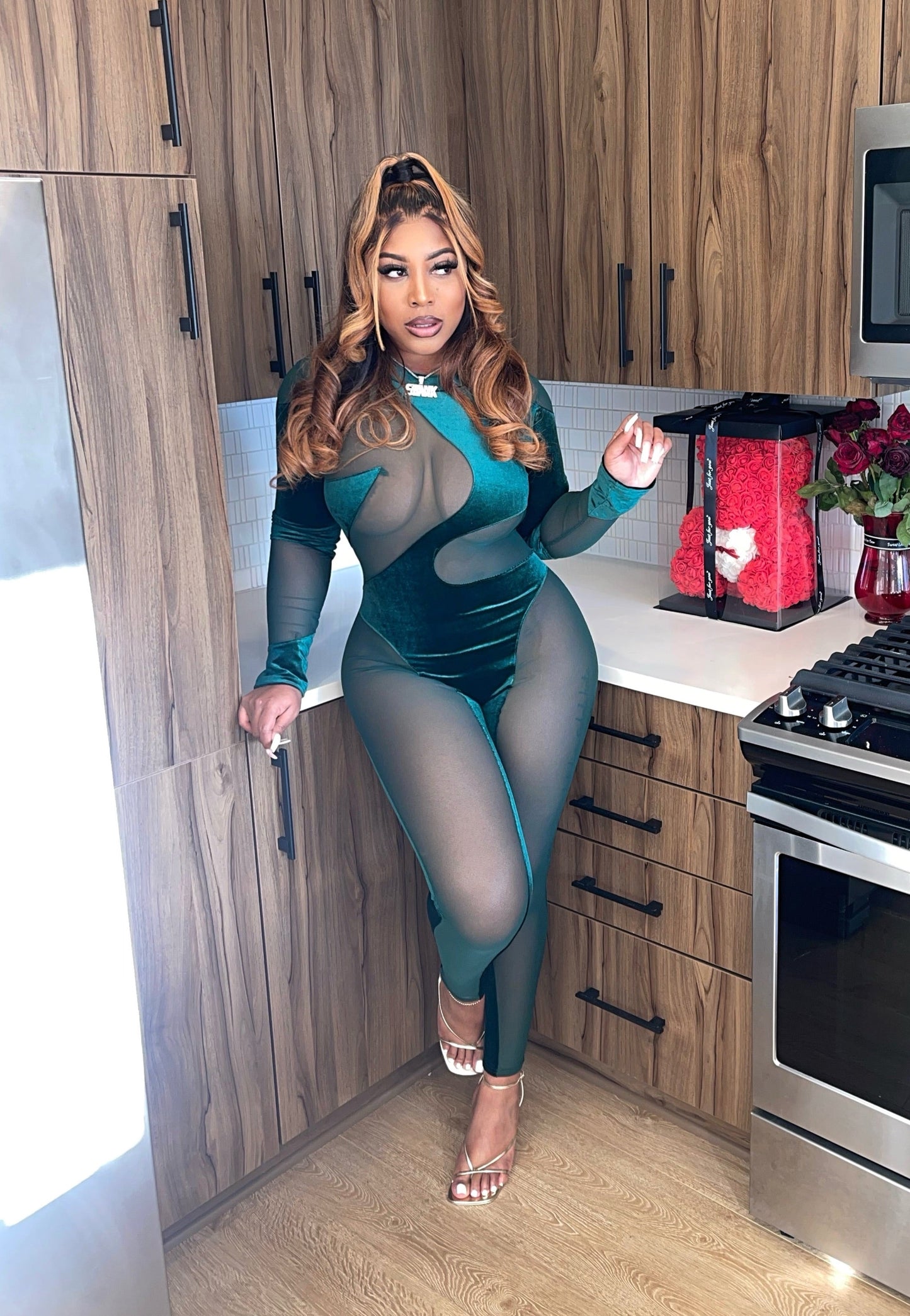 Mesh Around Jumpsuit (Green)