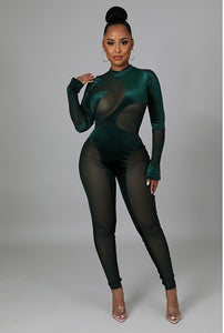 Mesh Around Jumpsuit (Green)