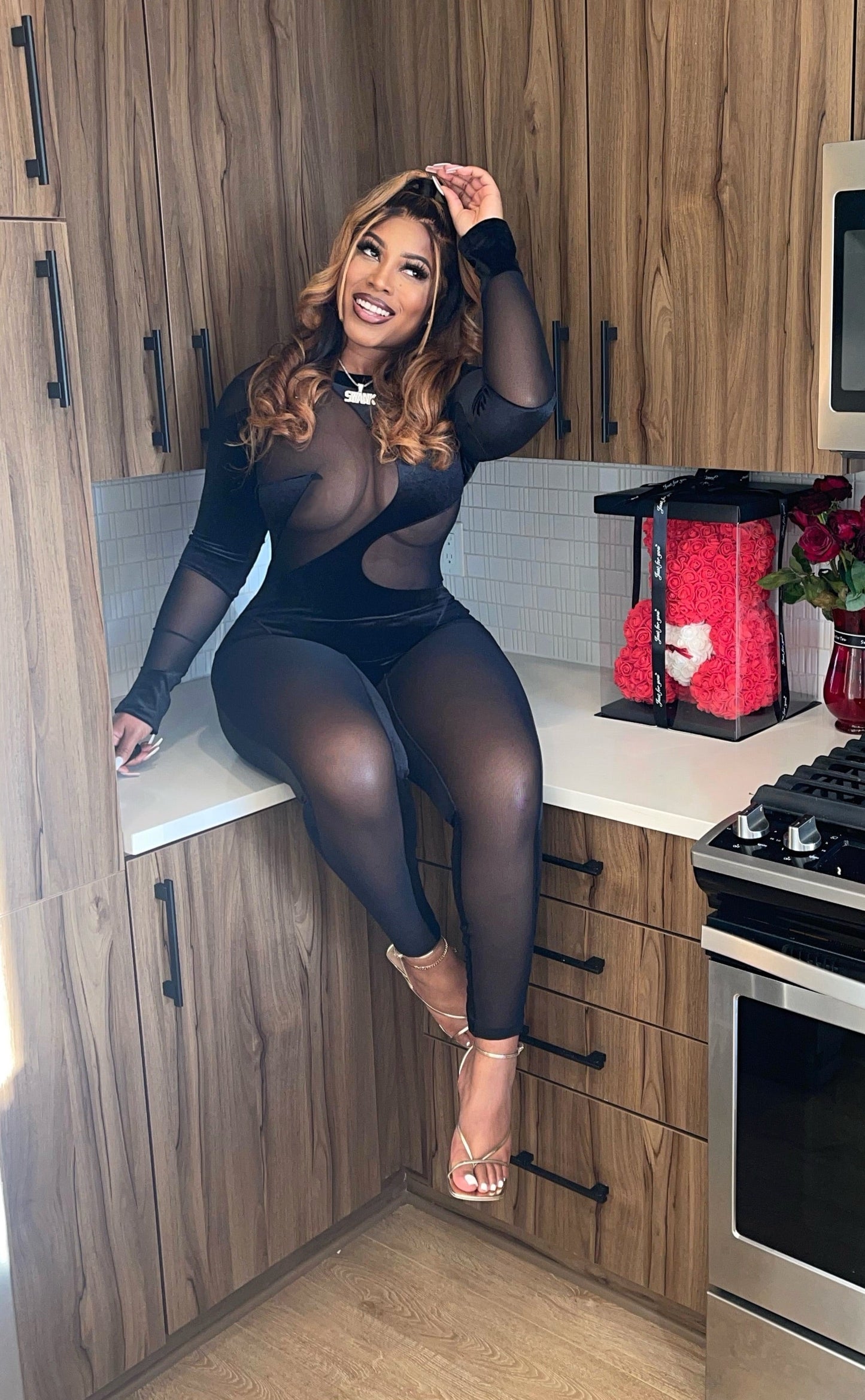 Mesh Around Jumpsuit (Black)
